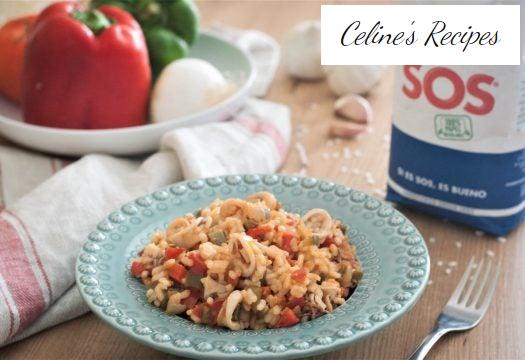 Klebreis mit Tintenfisch