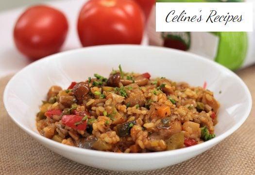 Reis mit Gemüse und Pilzen