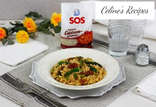 Klebreis mit Spargel