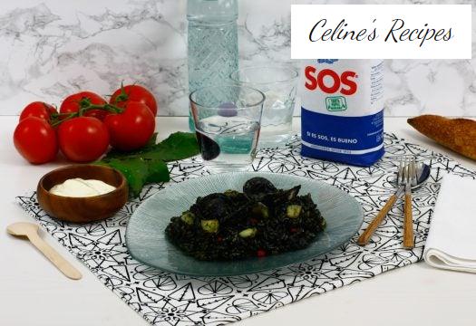 Schwarzer Reis mit Tintenfisch und Muscheln