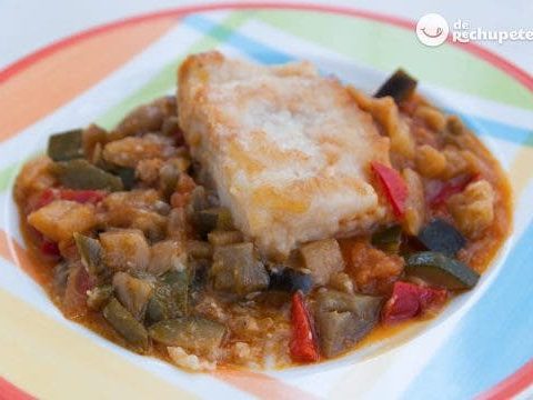 Kabeljau mit Sanfaina. Bacallá amb sanfaina