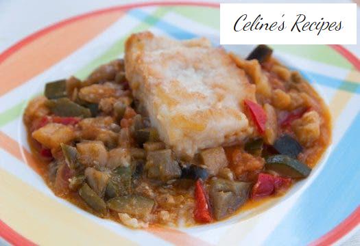 Kabeljau mit Sanfaina. Bacallá amb sanfaina