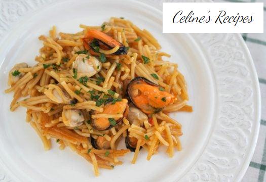 Meeresfrüchte-Nudeln mit Muscheln und Muscheln