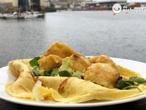 Mit Seehecht gefüllte Pfannkuchen machen Pincho