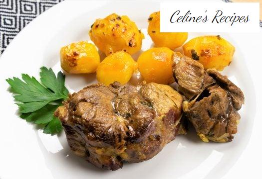 Gebackenes Sprunggelenk mit Kartoffeln