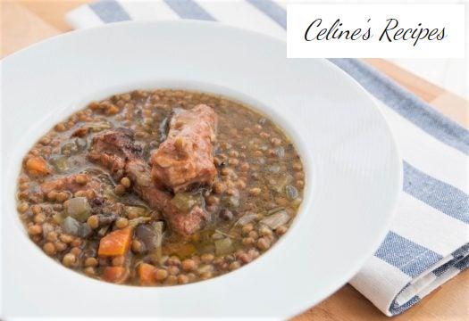 Geschmorte Linsen mit Schweinerippchen