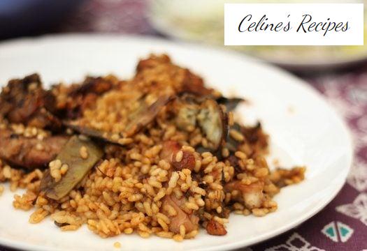 Reis mit Kaninchen und Huhn