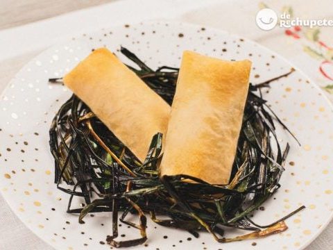 Knusprige Pilz- und Garnelenröllchen