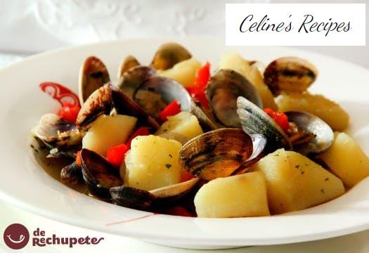 Muscheln mit Kartoffeln. Meeresfrüchte-Eintopf