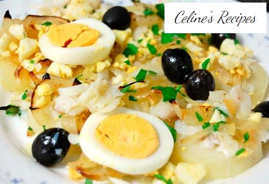 Kabeljau oder Bacalhau à Gomes de Sá. Portugiesisches Rezept