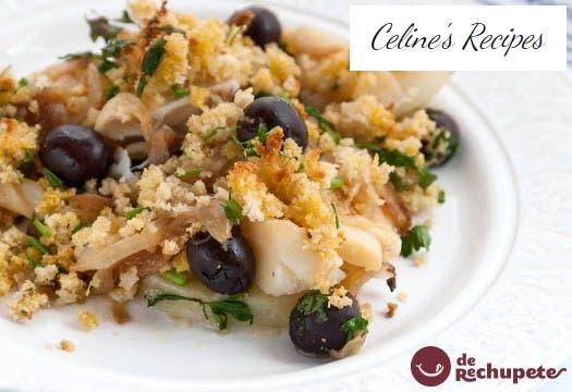 Gebackener Kabeljau mit Maisbrot. Bacalhau mit Broa