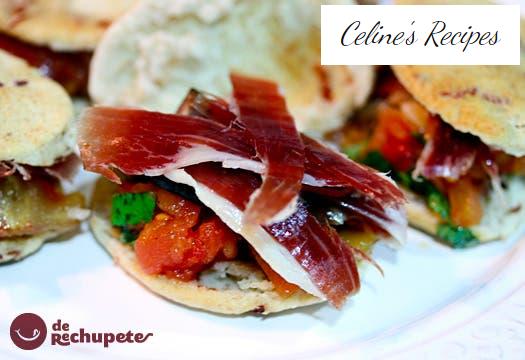 Schinkenbissen mit Pilzen und Tomaten