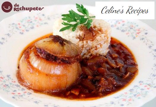 Gefüllte Zwiebeln oder mit Bonito gefüllte Zwiebeln. Asturisches Rezept
