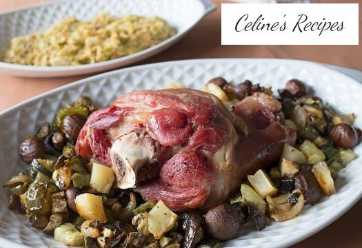 Gebackener Knöchel mit Gemüse