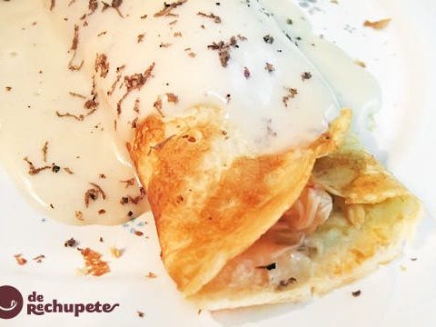 Mit Seehecht gefüllte Trüffelpfannkuchen