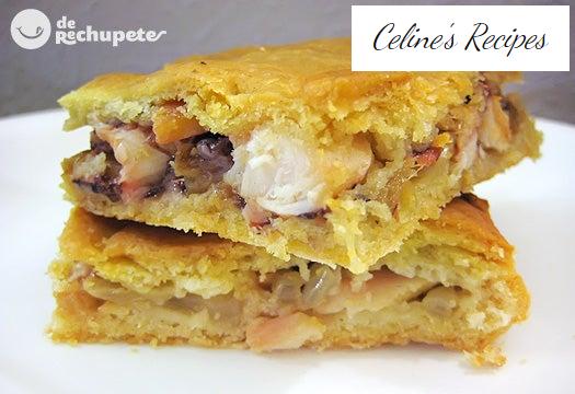 Galizischer Oktopus Empanada mit Maisteig