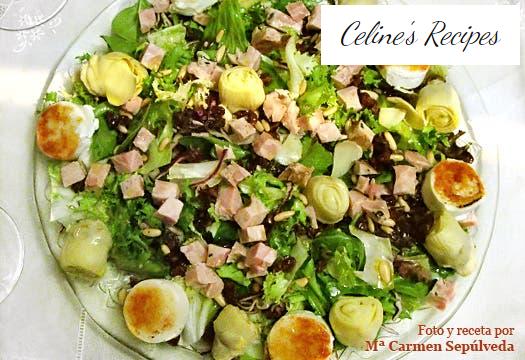 Salat aus Hühnchen, Artischocken und Ziegenkäse