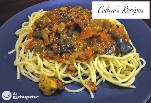Spaghetti mit Hühnchen und Pilzen