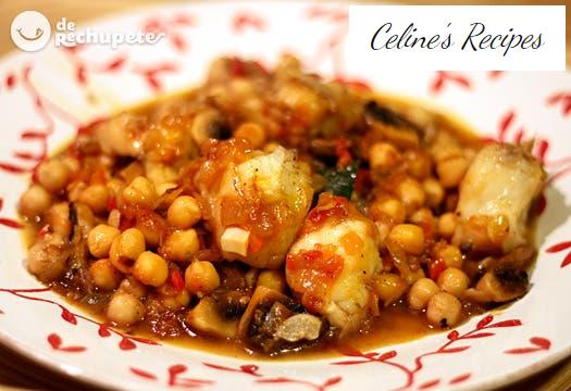 Kichererbsen mit Pilzen und Seeteufel. Herbstrezept