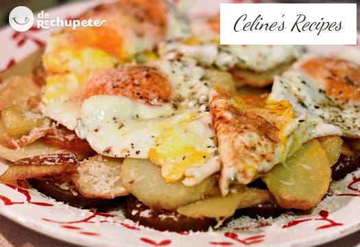 Gebrochene oder zertrümmerte Eier mit Tomaten und Idiazabal-Käse