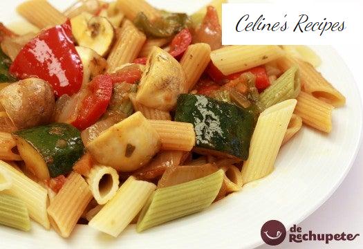 Makkaroni mit Ratatouille und Pilzen