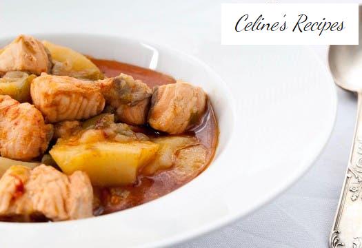 Lachs Marmitako. Kartoffel-Lachs-Eintopf