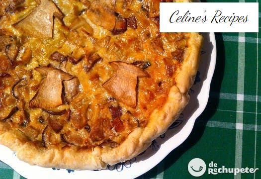 Kuchen- oder Pilztarte. Steinpilz Edulis und Pfifferlinge