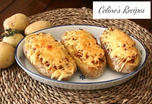 Mit Fleisch gefüllte Bratkartoffeln