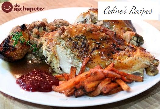 Gebratener gefüllter Truthahn