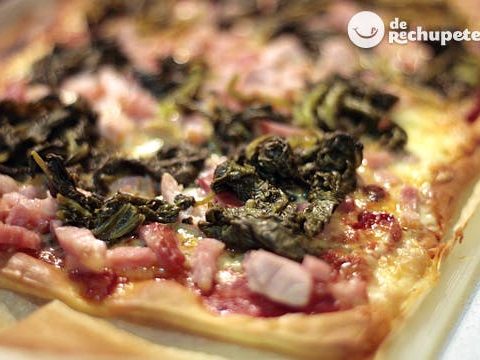Lacón Pizza mit Rübengrün