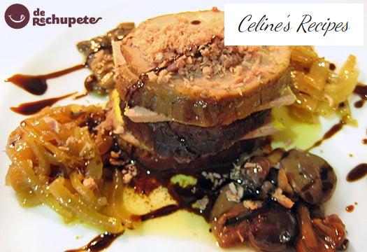 Huhn gefüllt mit Foie Gras mit Pilzen