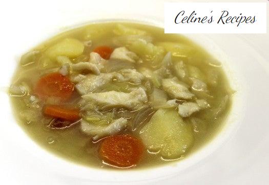 Porrusalda mit Kabeljau