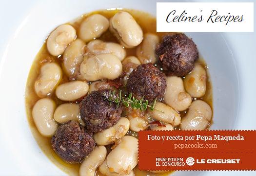 Bauernbohnen mit Ochsenschwanzfleischbällchen