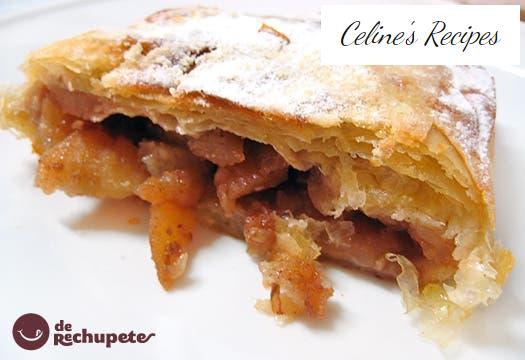 Apfel-, Walnuss- und Pinienkernenstrudel oder Apfelstrudel.