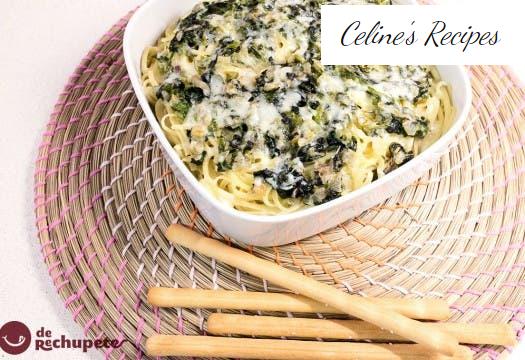 Nudeln mit Spinat. Tagliatelle mit Spinaci