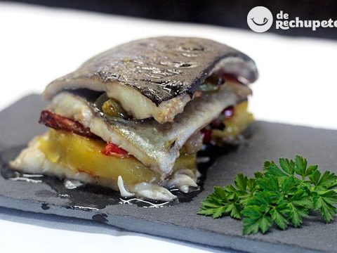 Forellenstrudel mit Kartoffeln und Gemüse