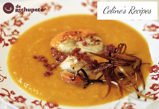 Galizische Jakobsmuscheln auf Karottencreme