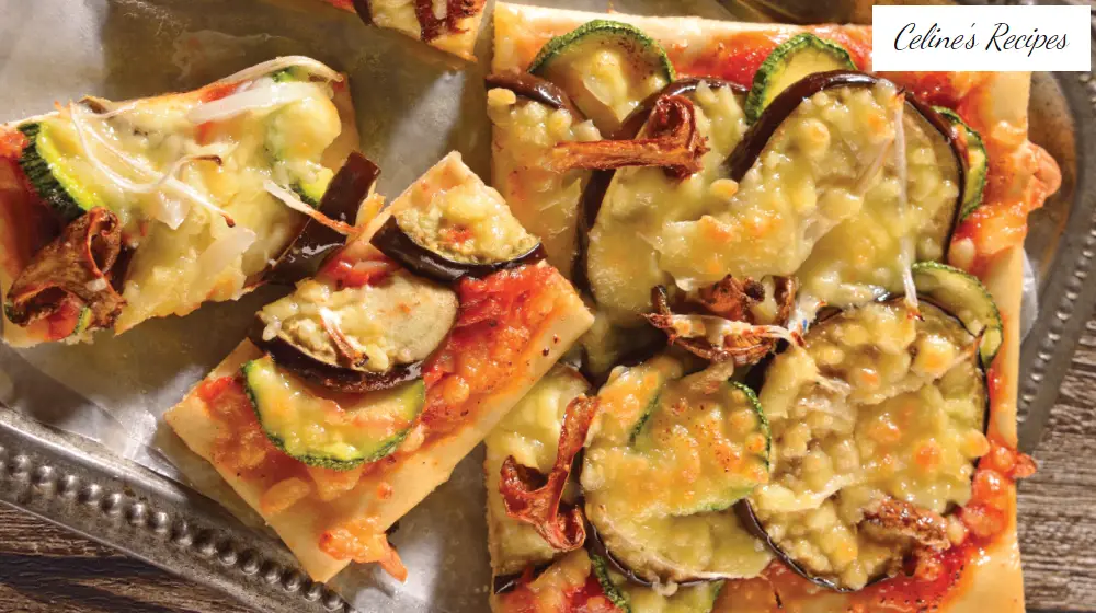 Vegetarische Pizza mit Zucchini und Champignons